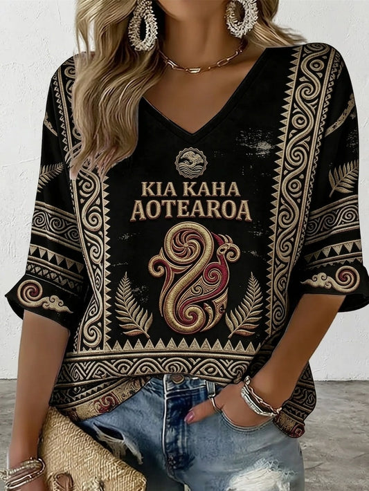 Women's Maori Art NZ Printed short-sleeved T-shirt