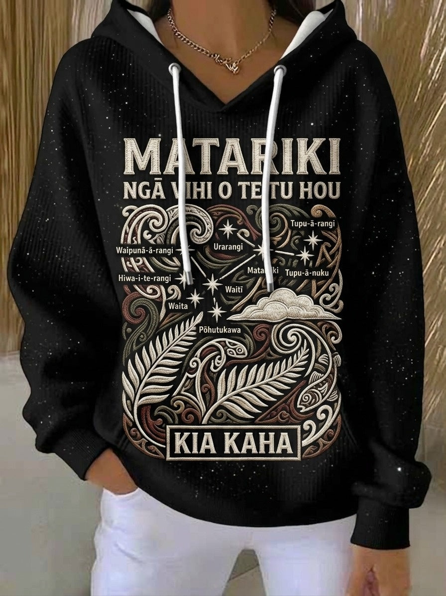 Women's Maori Art Matariki Printed Hoodie