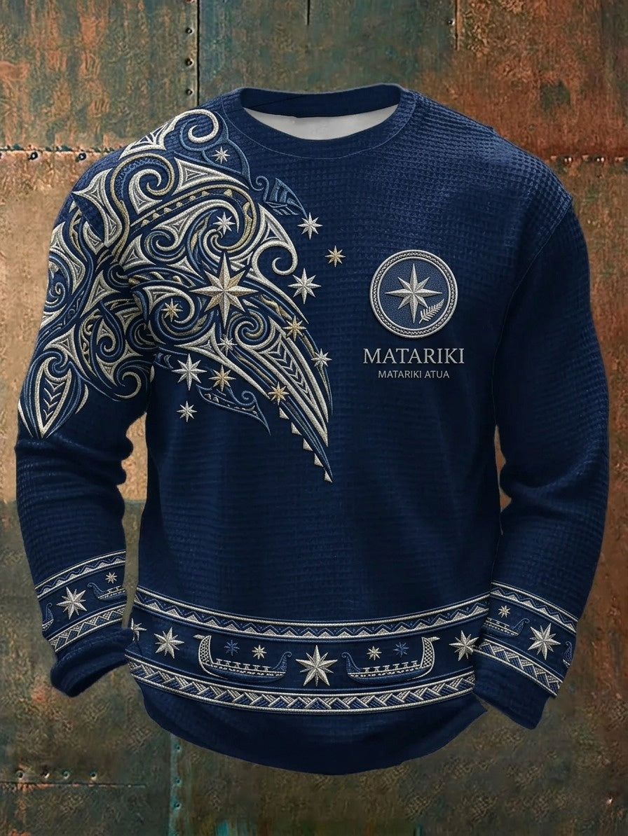Men's NZ Maori Art Kia Kaha Printed Waffle Tops