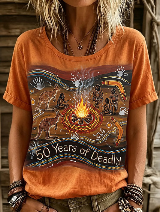 Retro Australian Art Print Casual T-shirt