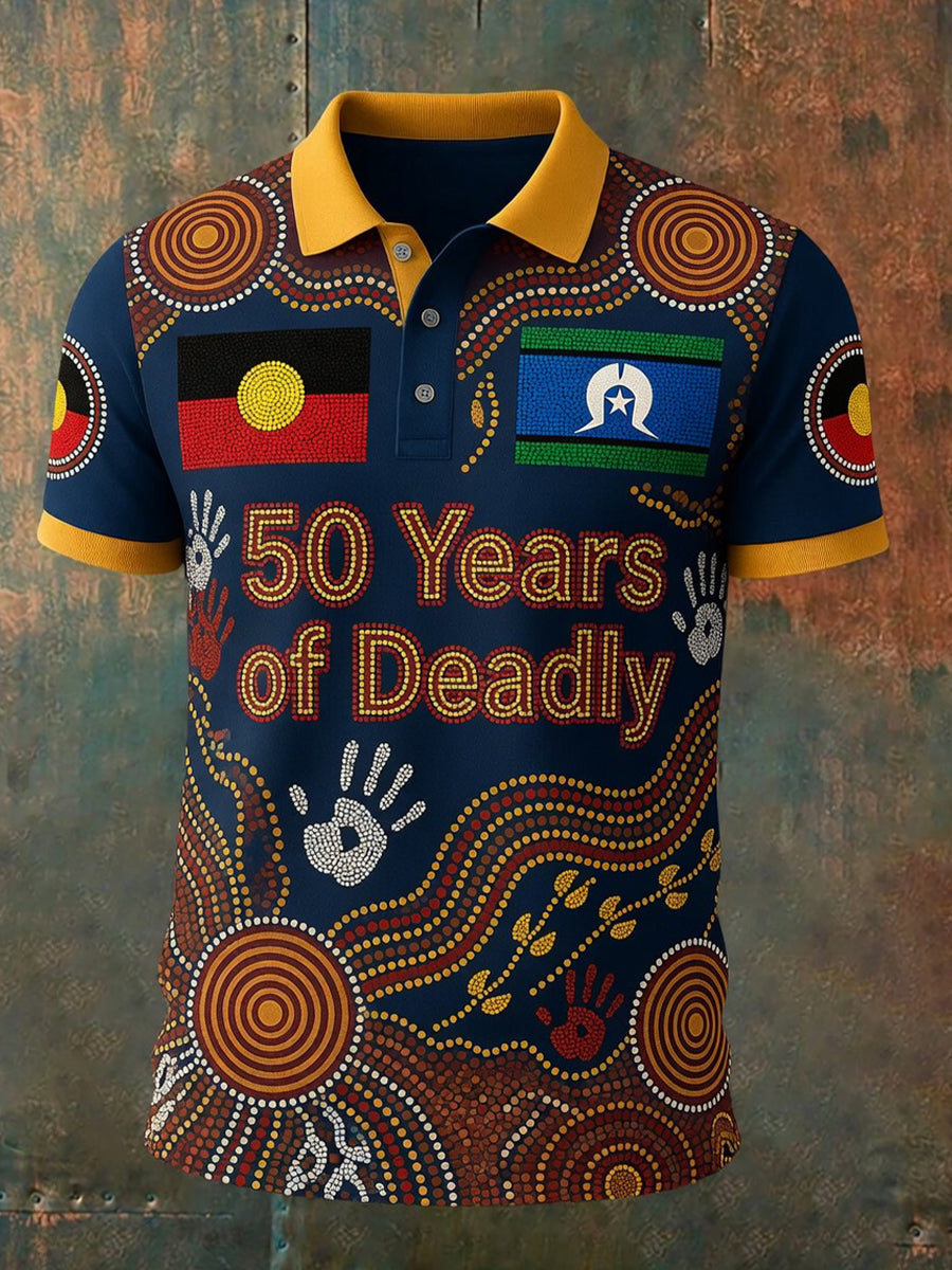 Retro Australian NAIDOC Week Art Print Casual Polo Shirt