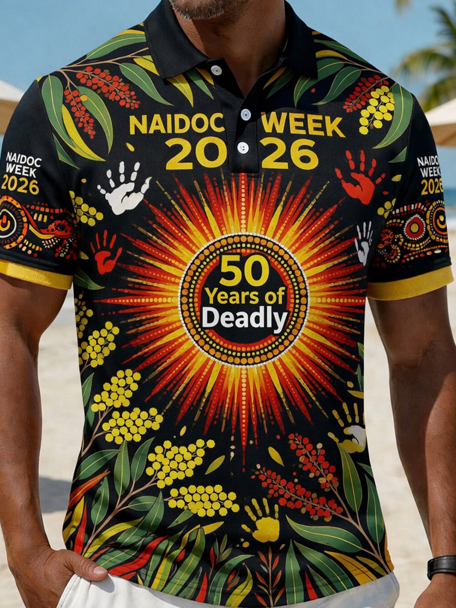 Retro Australian NAIDOC Week Art Print Casual Polo Shirt