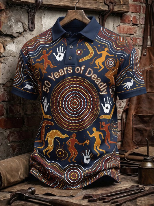 Retro Australian NAIDOC Week Art Print Casual Polo Shirt