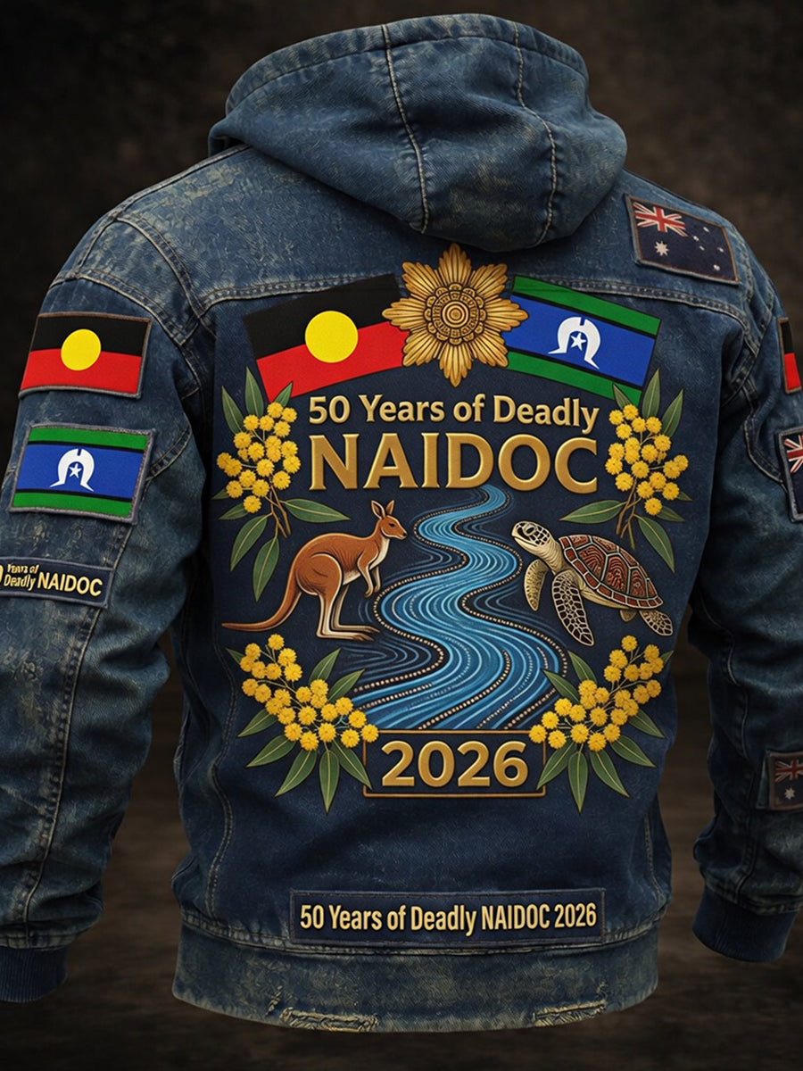 Retro Australian NAIDOC Week Art Print Casual Hooded Jacket