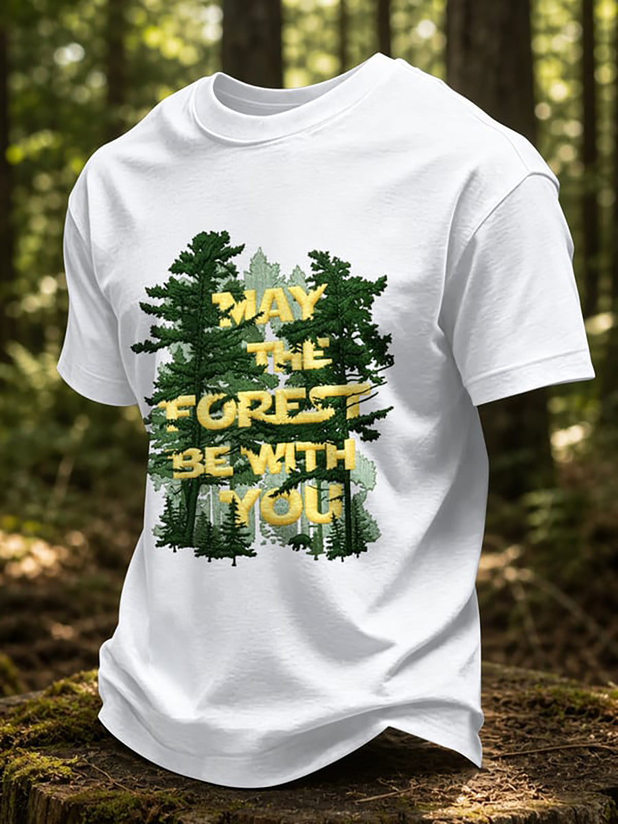 Men's May The Forest Be With You Printed Casual T-Shirt