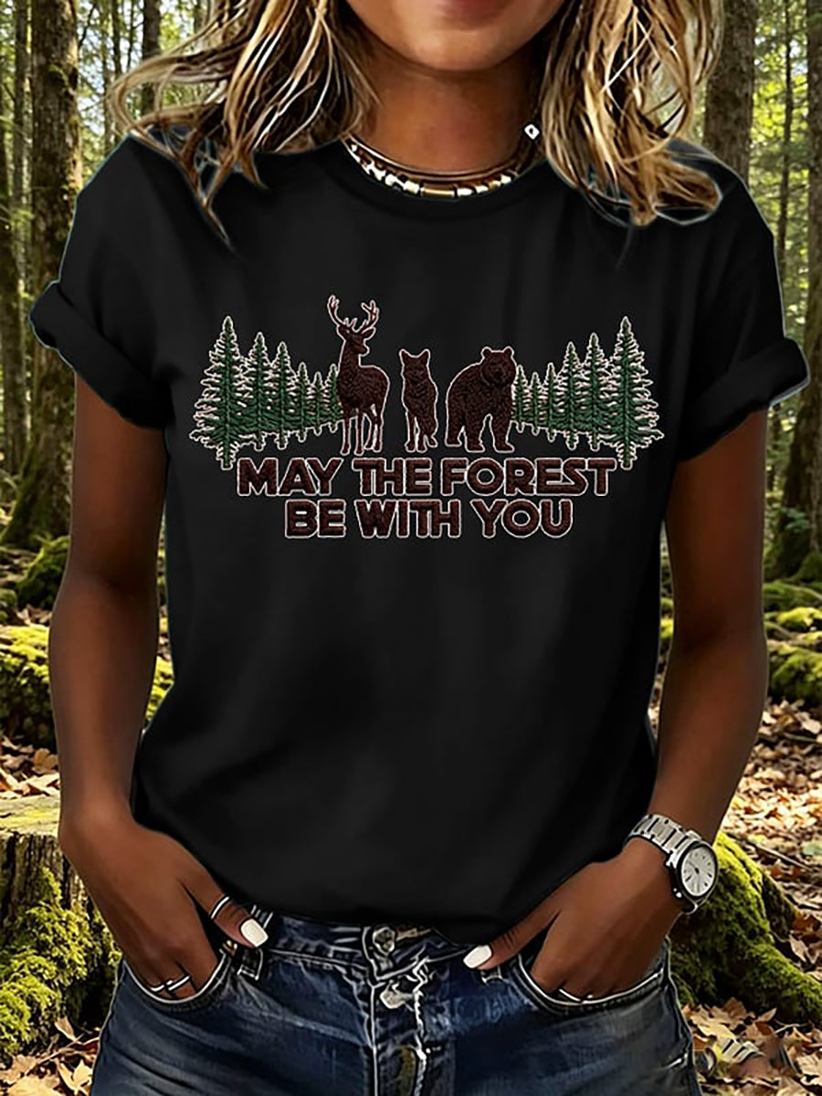 Women's May The Forest Be With You Print T-Shirt