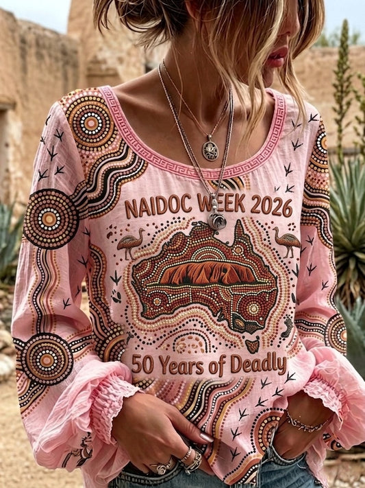 Women's Retro Australian NAIDOC Week Art Printed Top
