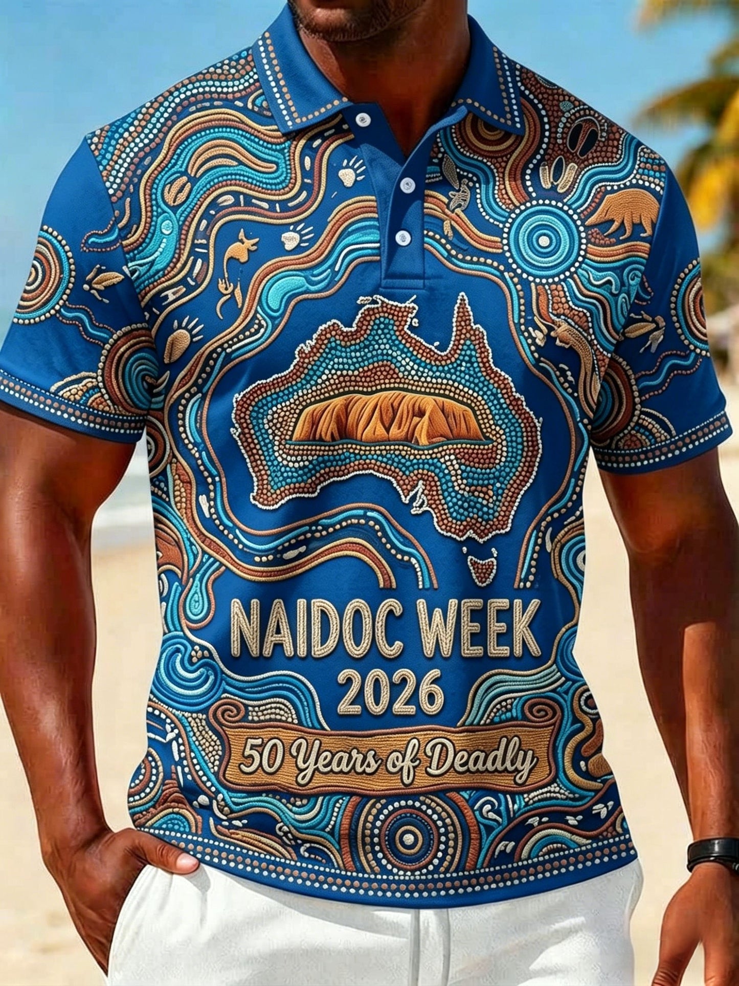 Retro Australian NAIDOC Week Art Print Casual Polo Shirt