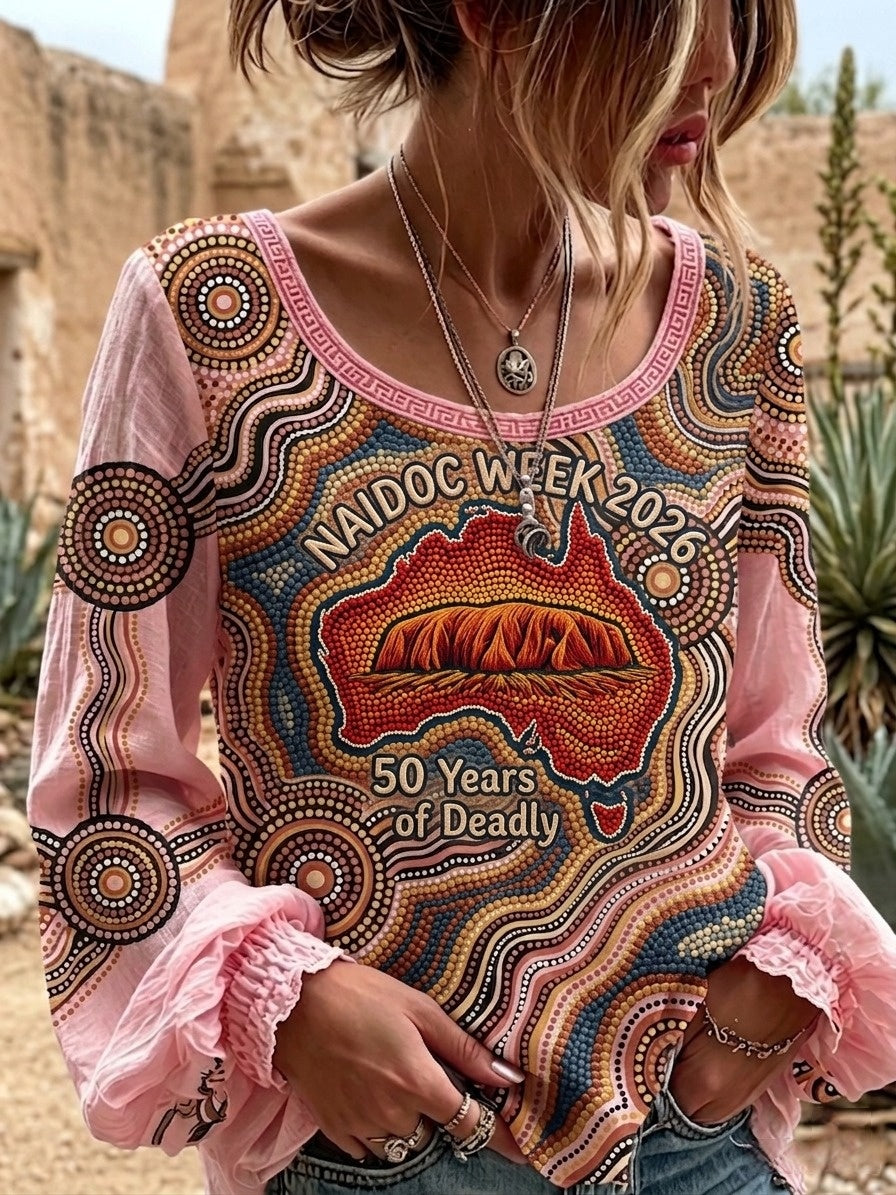 Women's Retro Australian NAIDOC Week Art Printed Top