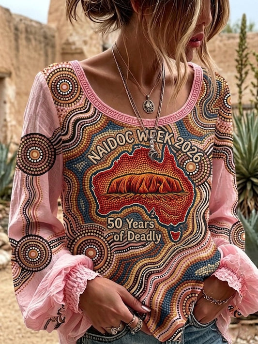 Women's Retro Australian NAIDOC Week Art Printed Top