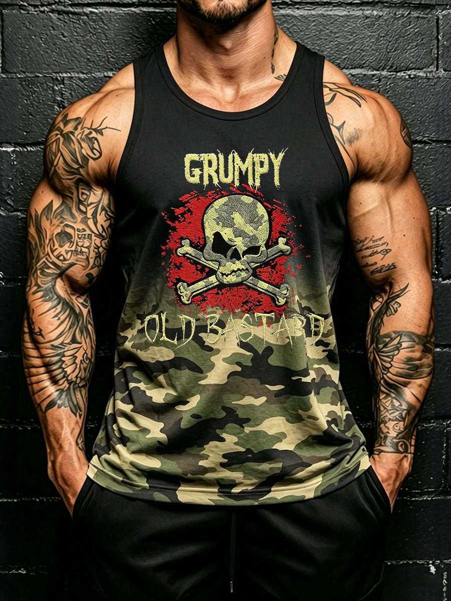 Men's 'grumpy old bastard' camo vests