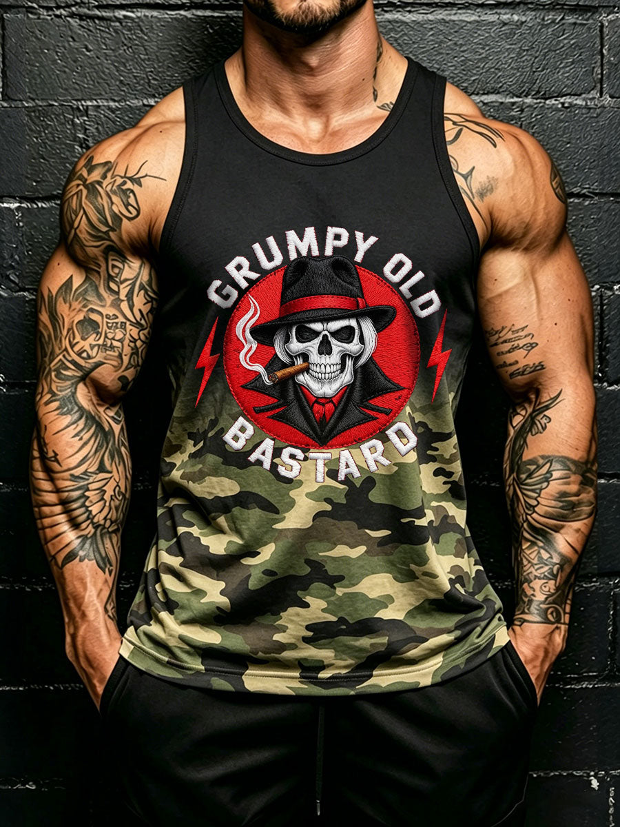 Men's 'grumpy old bastard' camo vests