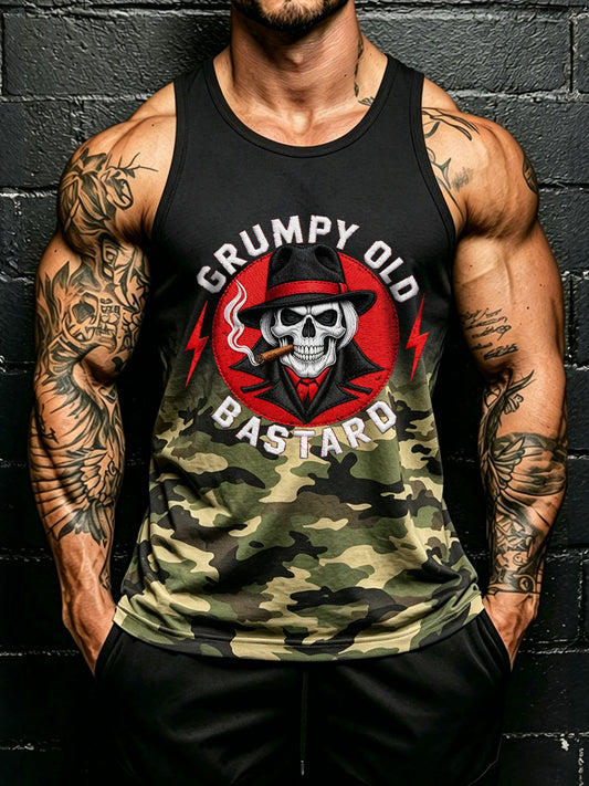 Men's 'grumpy old bastard' camo vests