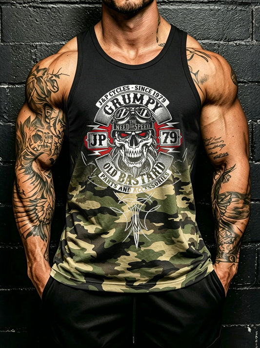 Men's 'grumpy old bastard' camo vests
