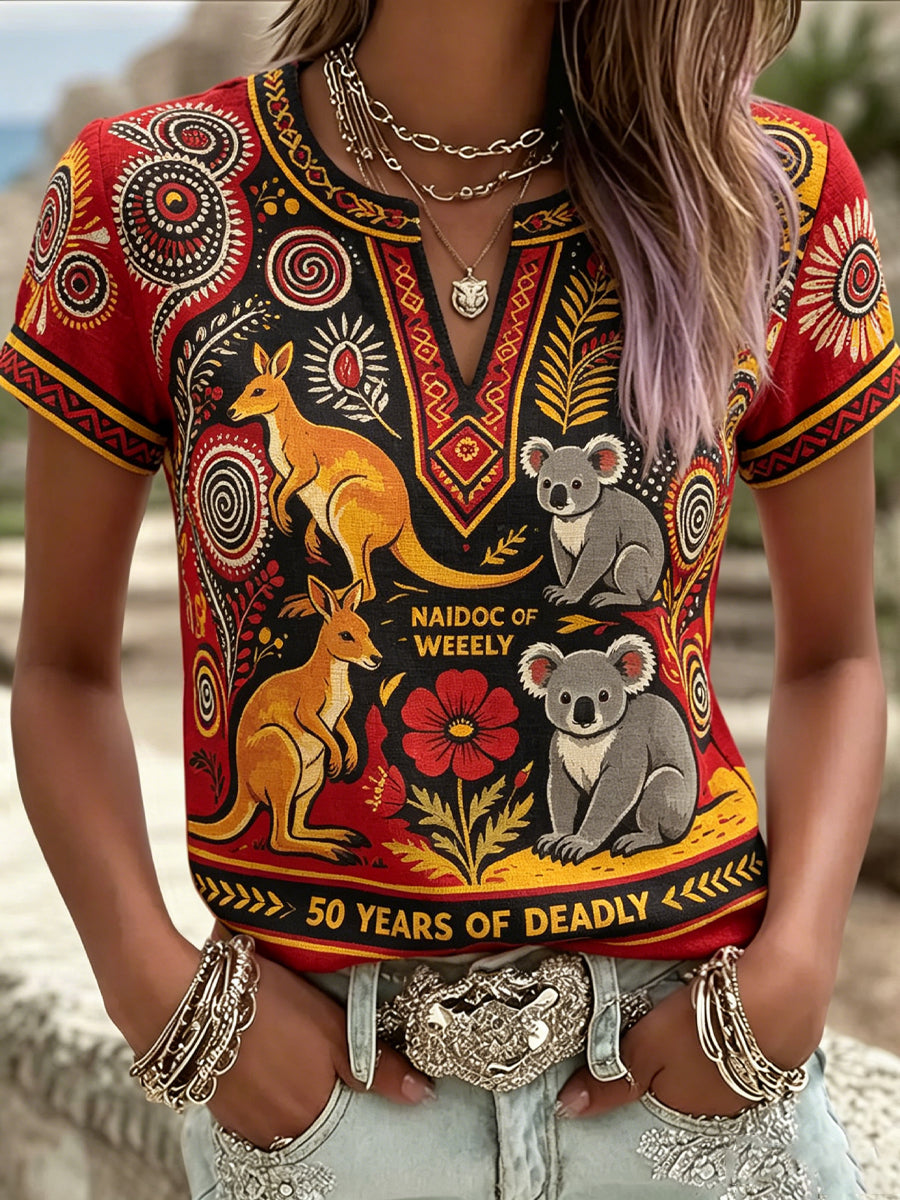 Women's Australia's NAIDOC Week  Cotton-Linen Shirt