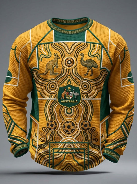 Men's  Retro Australian Football Waffle Long-Sleeve Top
