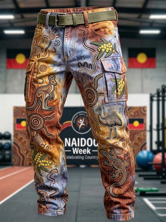 Men's AU Aboriginal Culture  Printed Business Style Casual Work Trouser