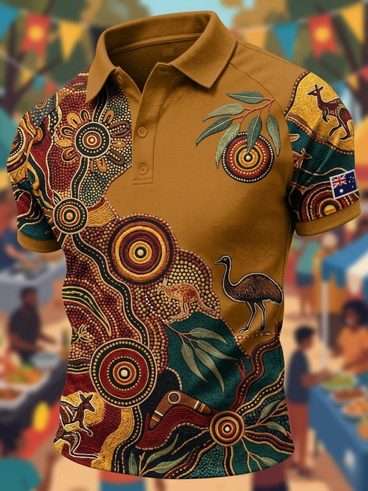 Men's AU Aboriginal Culture  Printed Polo Shirt