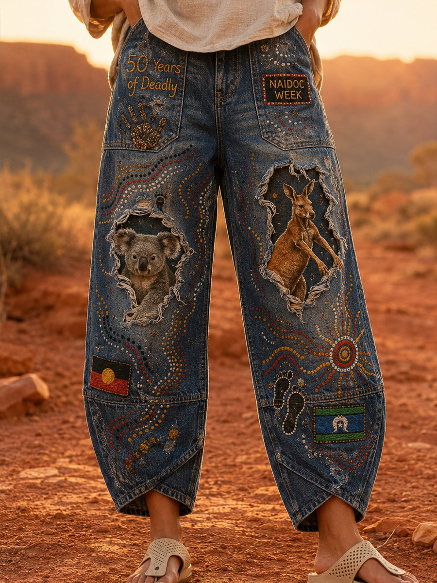 Women's  Naidoc Week Art Print Flared Trousers