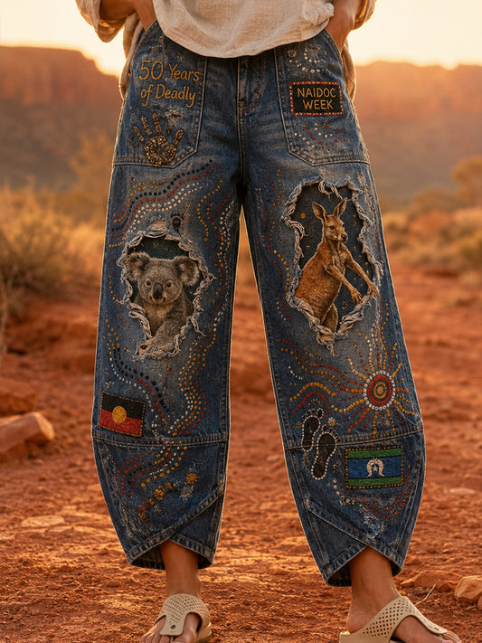 Women's  Naidoc Week Art Print Flared Trousers