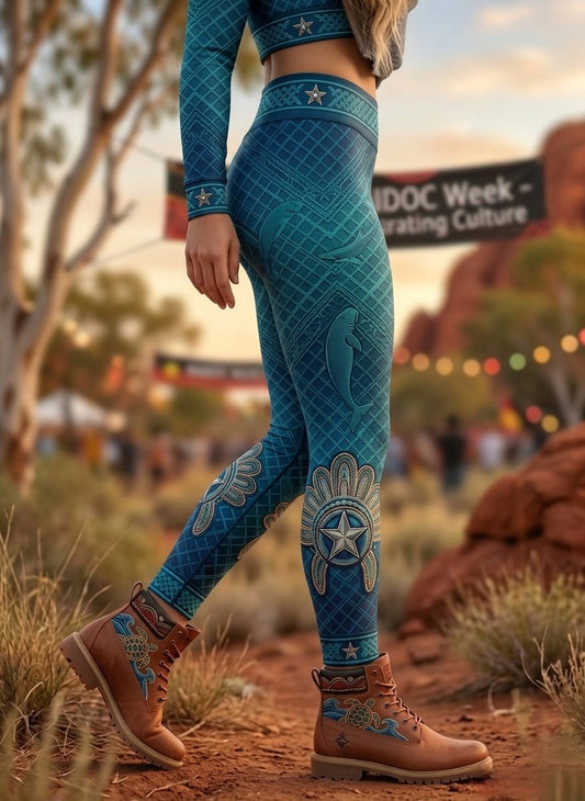 Women's AU Aboriginal Art NAIDOC Week Printed Sports Stretch Leggings