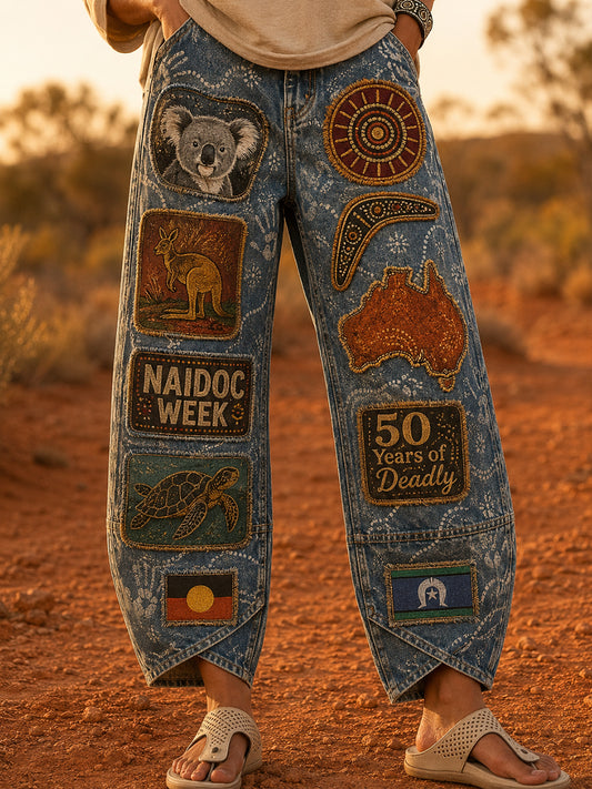 Women's Naidoc Week Australia  Art Print Flared Trousers