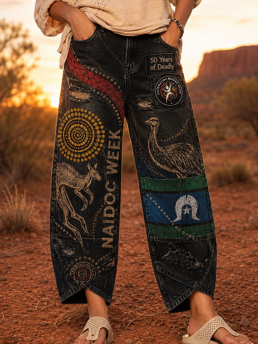 Women's Naidoc Week Australia Art Print Flared Trousers