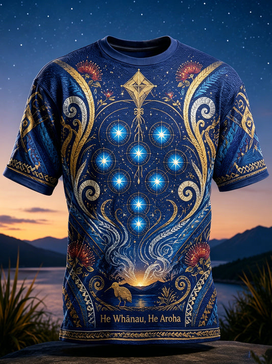 Men's New Zealand Maori Culture Maori New Year Elements Art Print T-Shirt