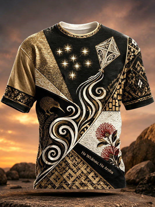 Men's New Zealand Maori Culture Maori New Year Elements Art Print T-Shirt