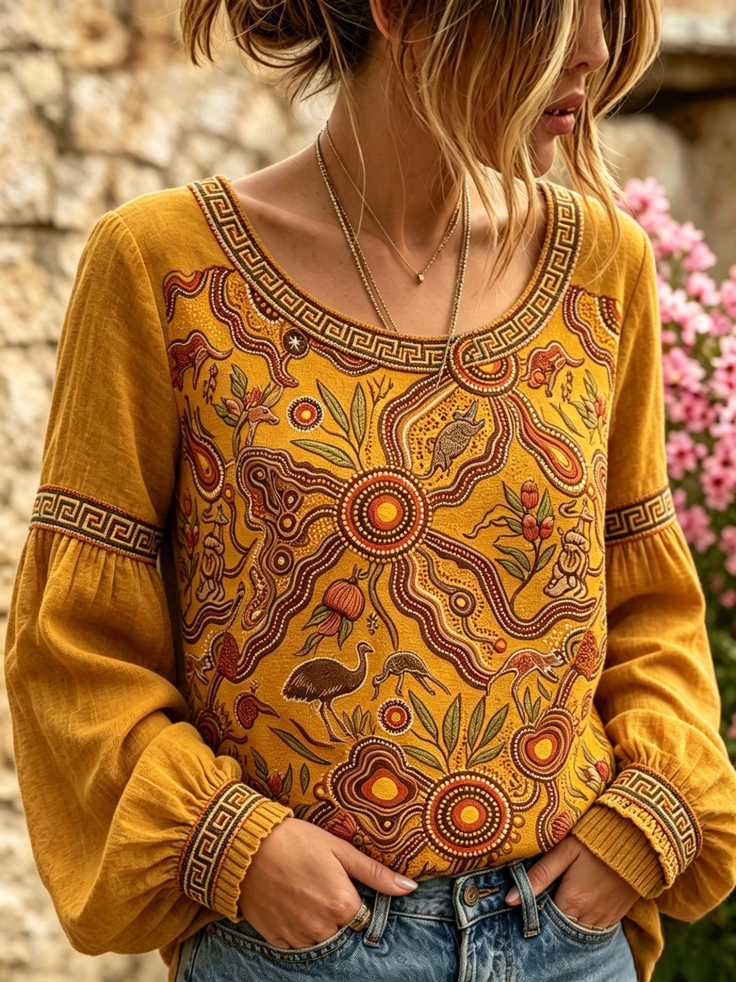 Women's Retro Australian NAIDOC Week Art Printed Top