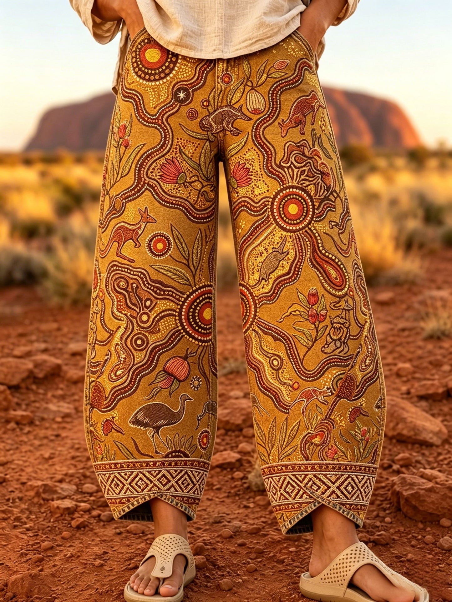 Women's Naidoc Week Art Print Flared Trousers