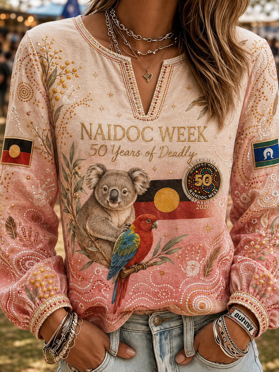 Women's  Australia NAIDOC Week Cotton-Linen Long-Sleeve T-Shirt