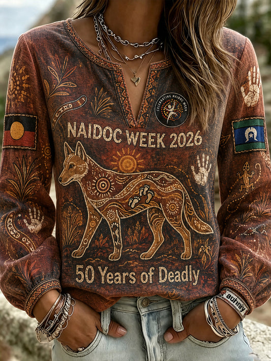 Women's  Australia NAIDOC Week Cotton-Linen Long-Sleeve T-Shirt