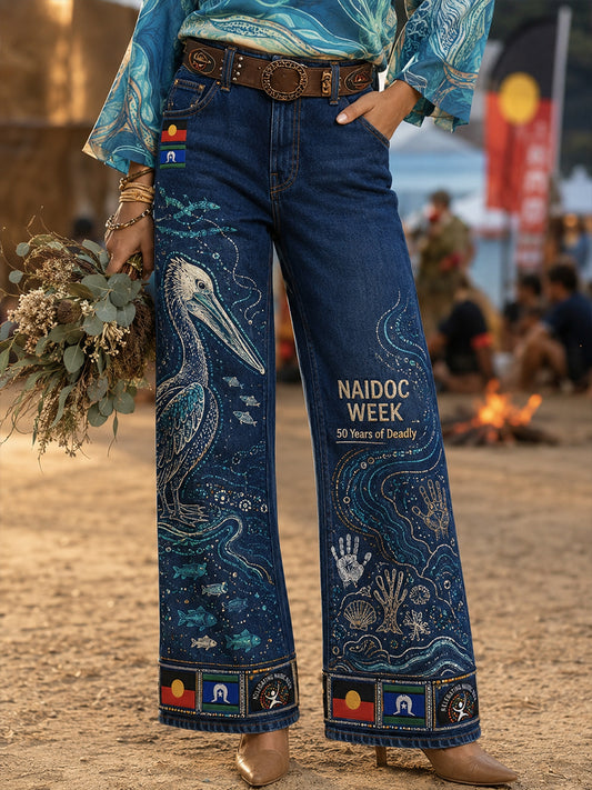 Women's Naidoc Week Art Print Flared Trousers