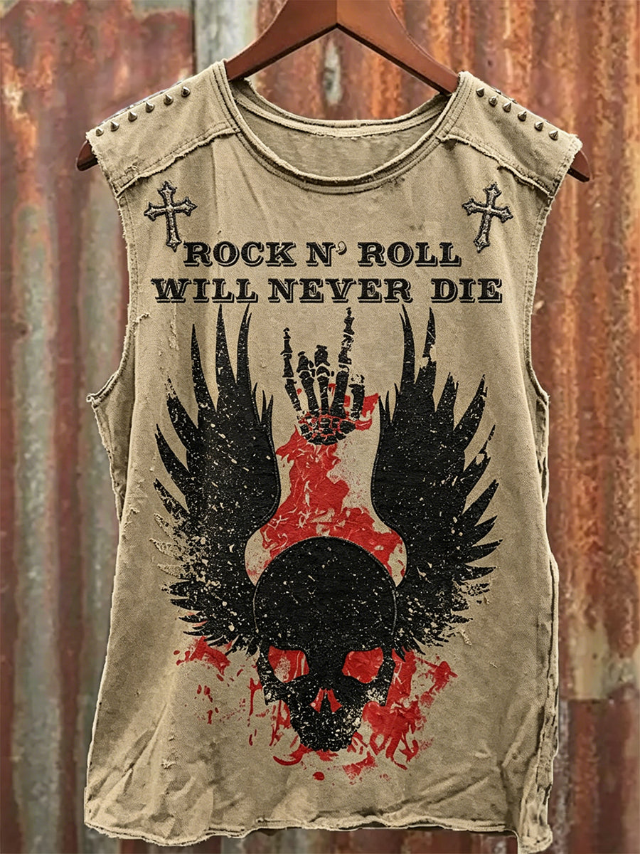 Men's Rock N Roll Will Never Die Vintage Racket Vest