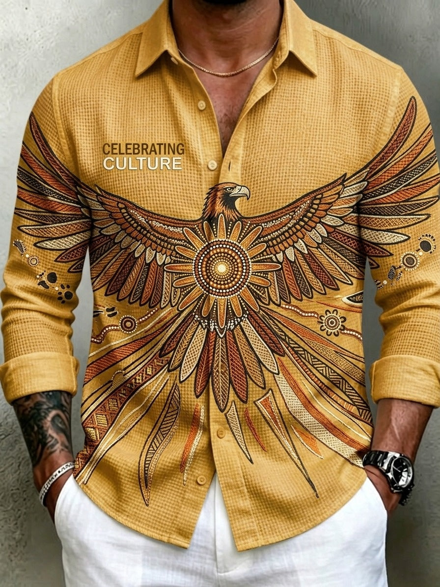Men's AU Aboriginal Culture  Printed Waffle Long-Sleeve Shirt