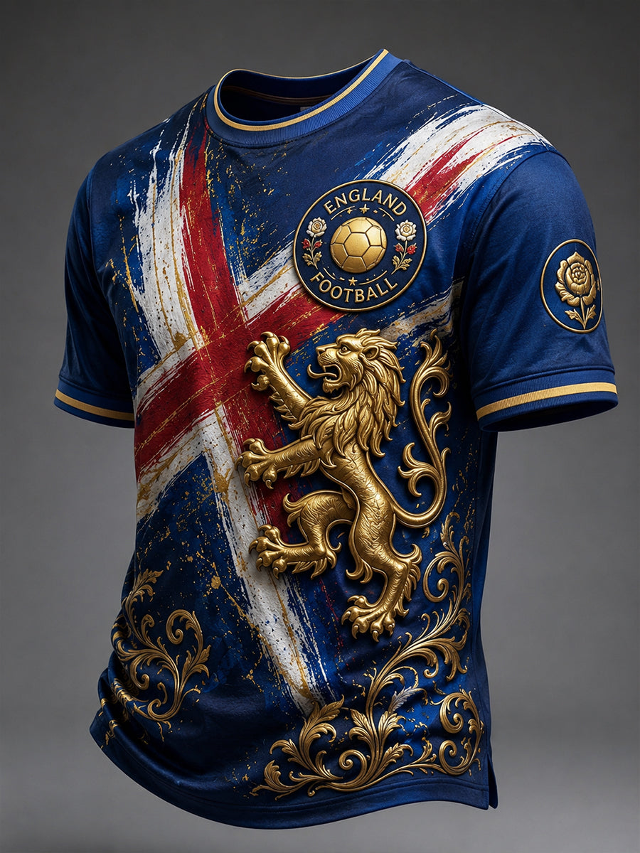 Retro England Football Fan Art Print Casual Jersey