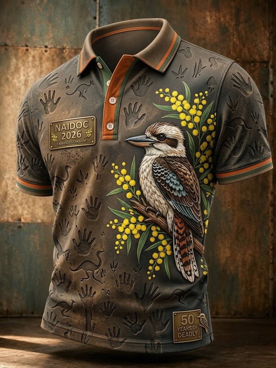 Men's AU Aboriginal Art NAIDOC Week Printed Short-Sleeve Polo Shirt