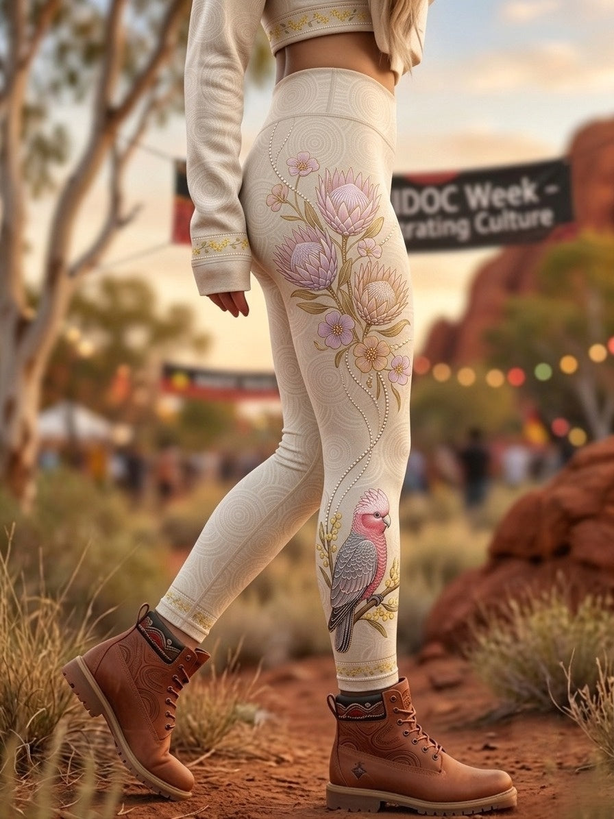 Women's AU Aboriginal Art NAIDOC Week Printed Sports Stretch Leggings