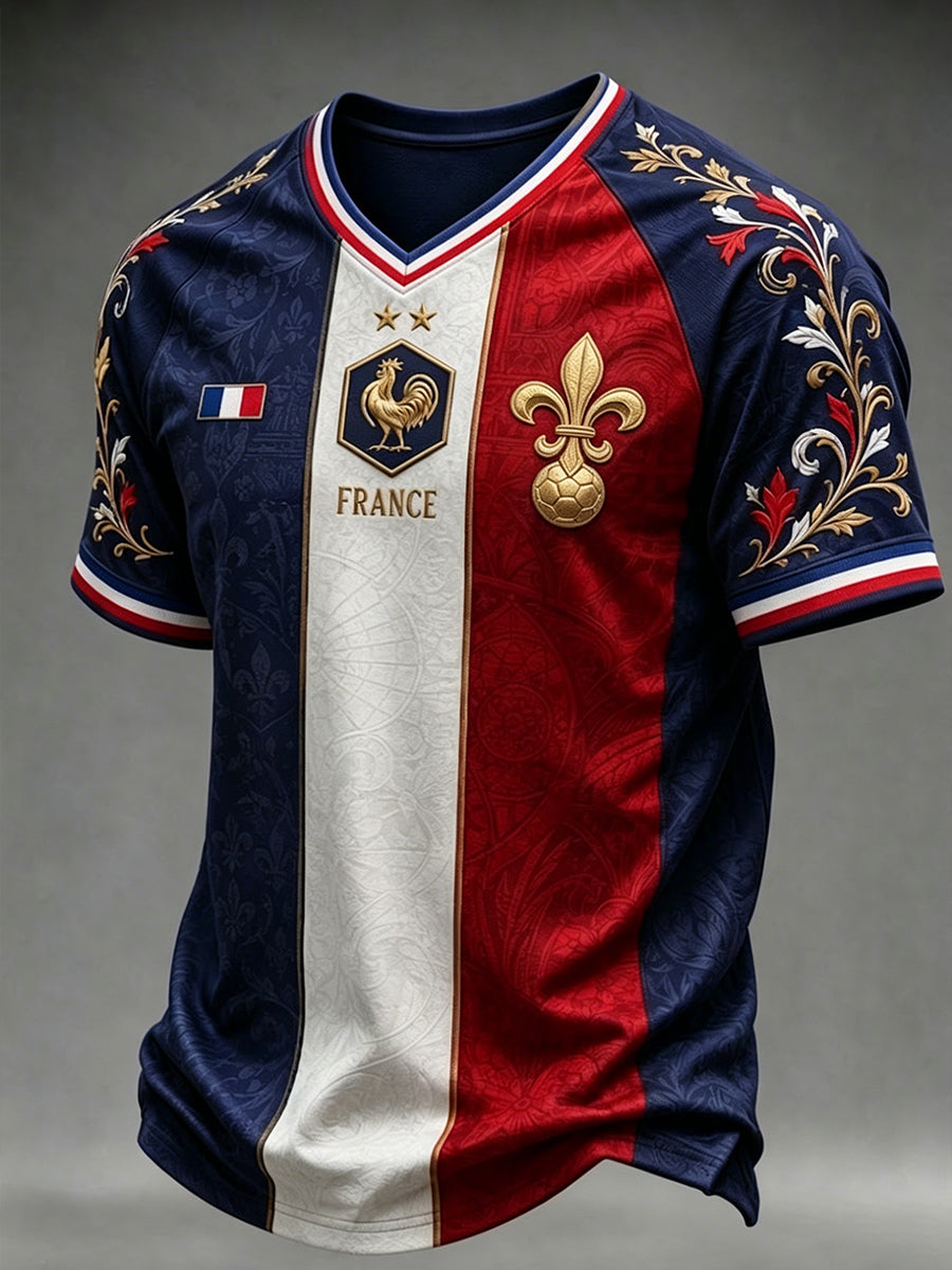 Men's France Football V-neck T-shirt