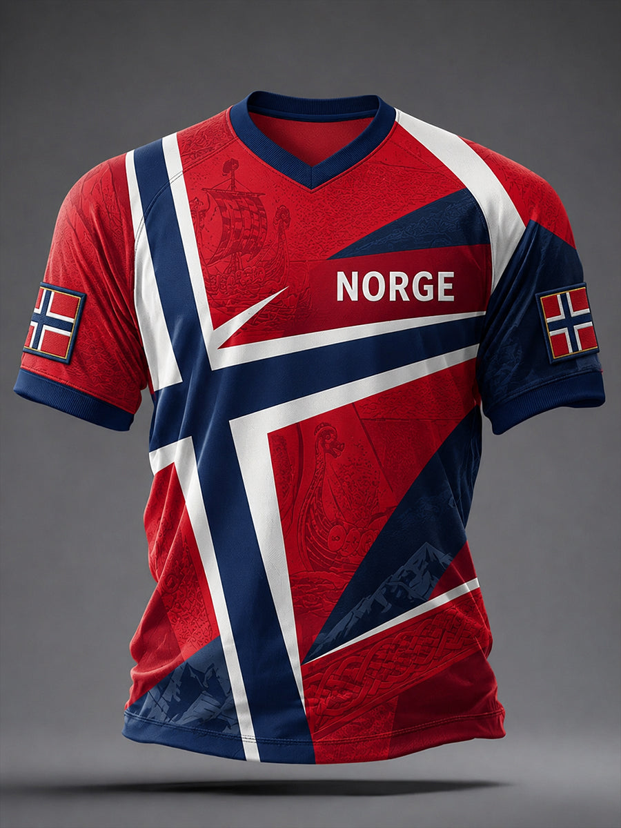 Retro Norwegian Football Fan Art Print Casual T-Shirt
