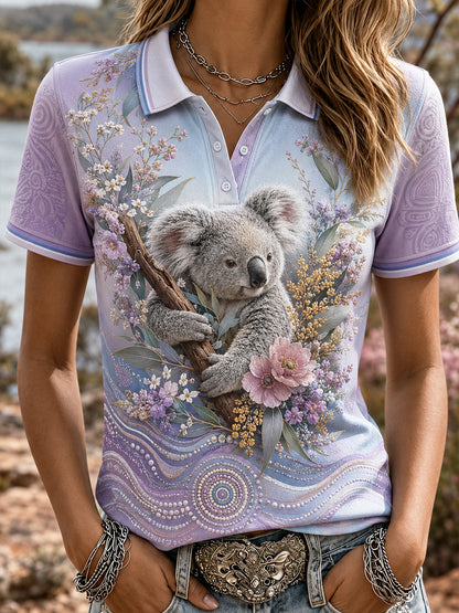 Women's Australian Koala Art Polo T-Shirt