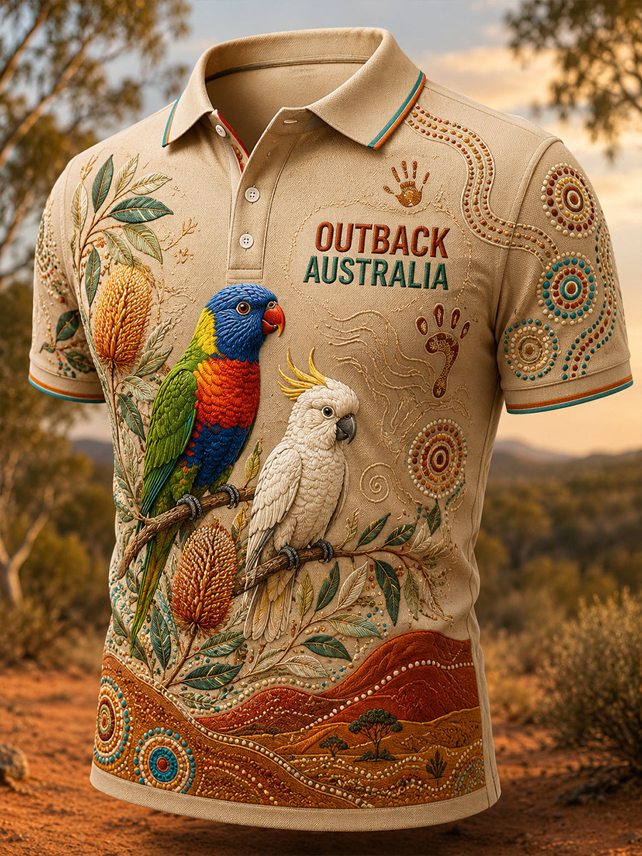 Retro Australian Ethnic Style Art Print Casual Polo Shirt