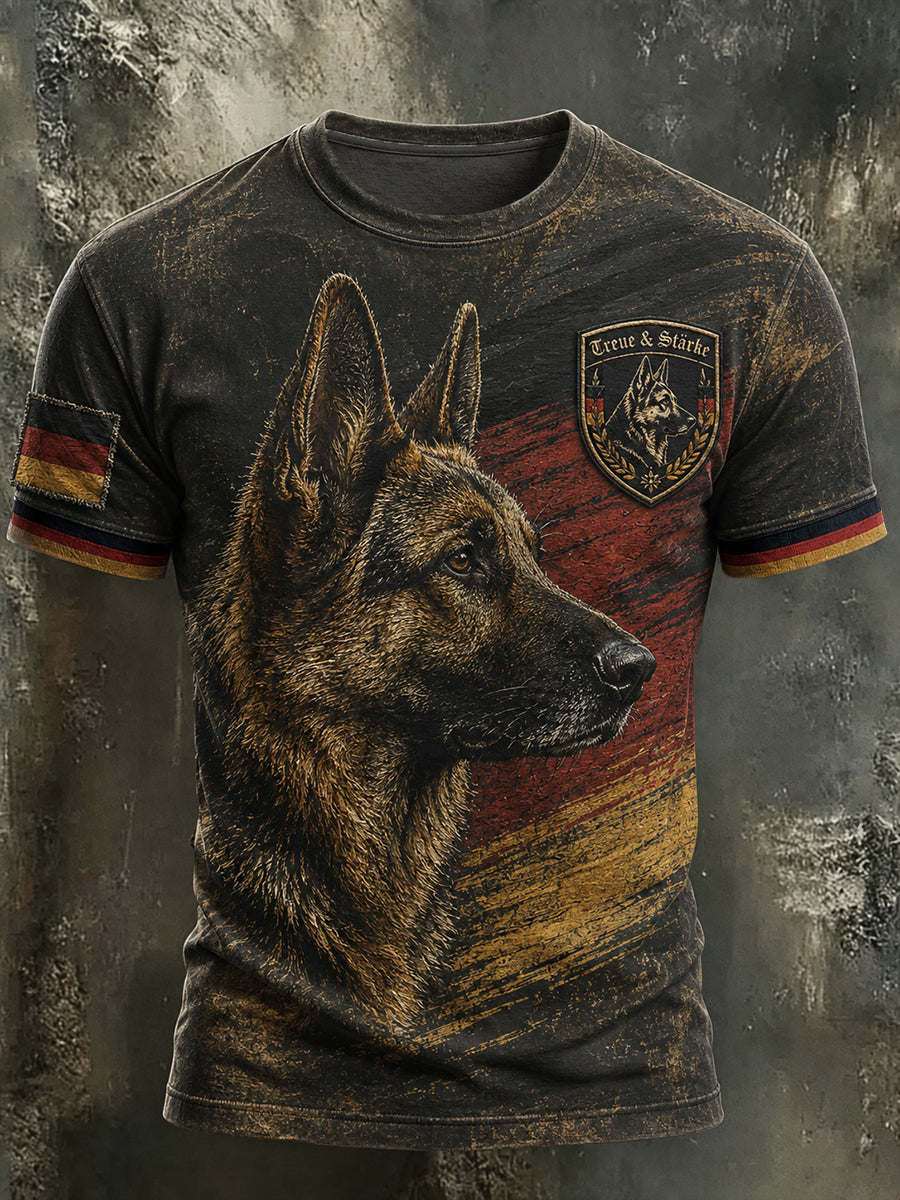 Men's Casual German Shepherd Printed T-shirt