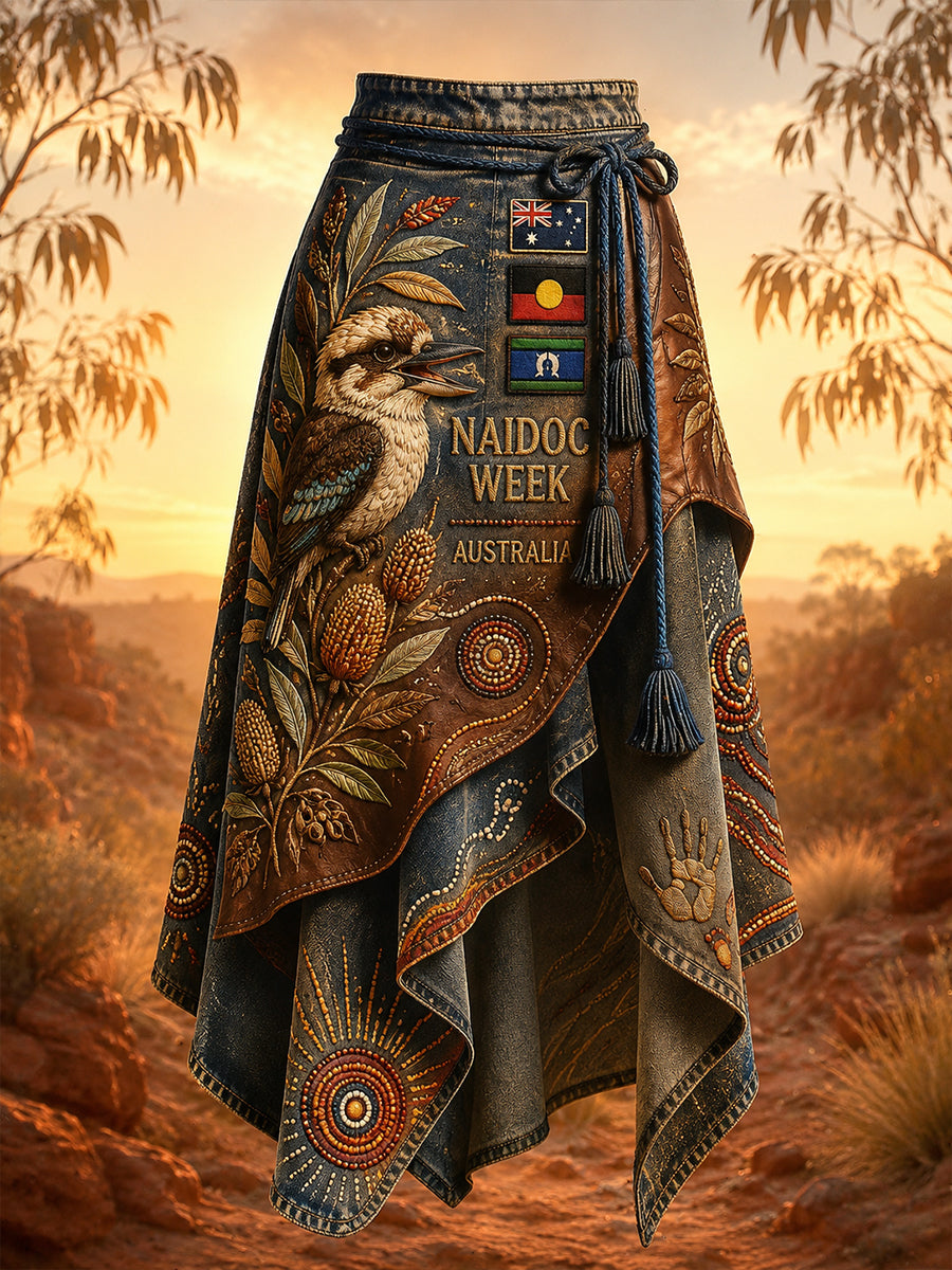 Women's Australia Naidoc Week  Art Printed Irregular Skirt