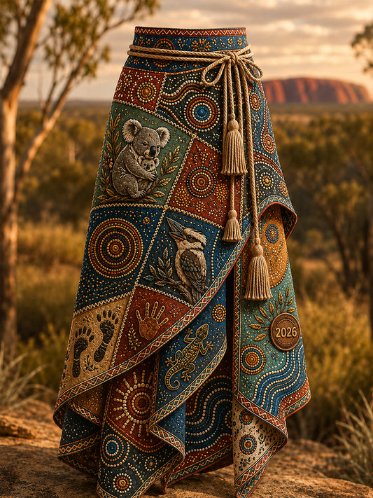 Women's Australia Naidoc Week Art Printed Irregular Skirt