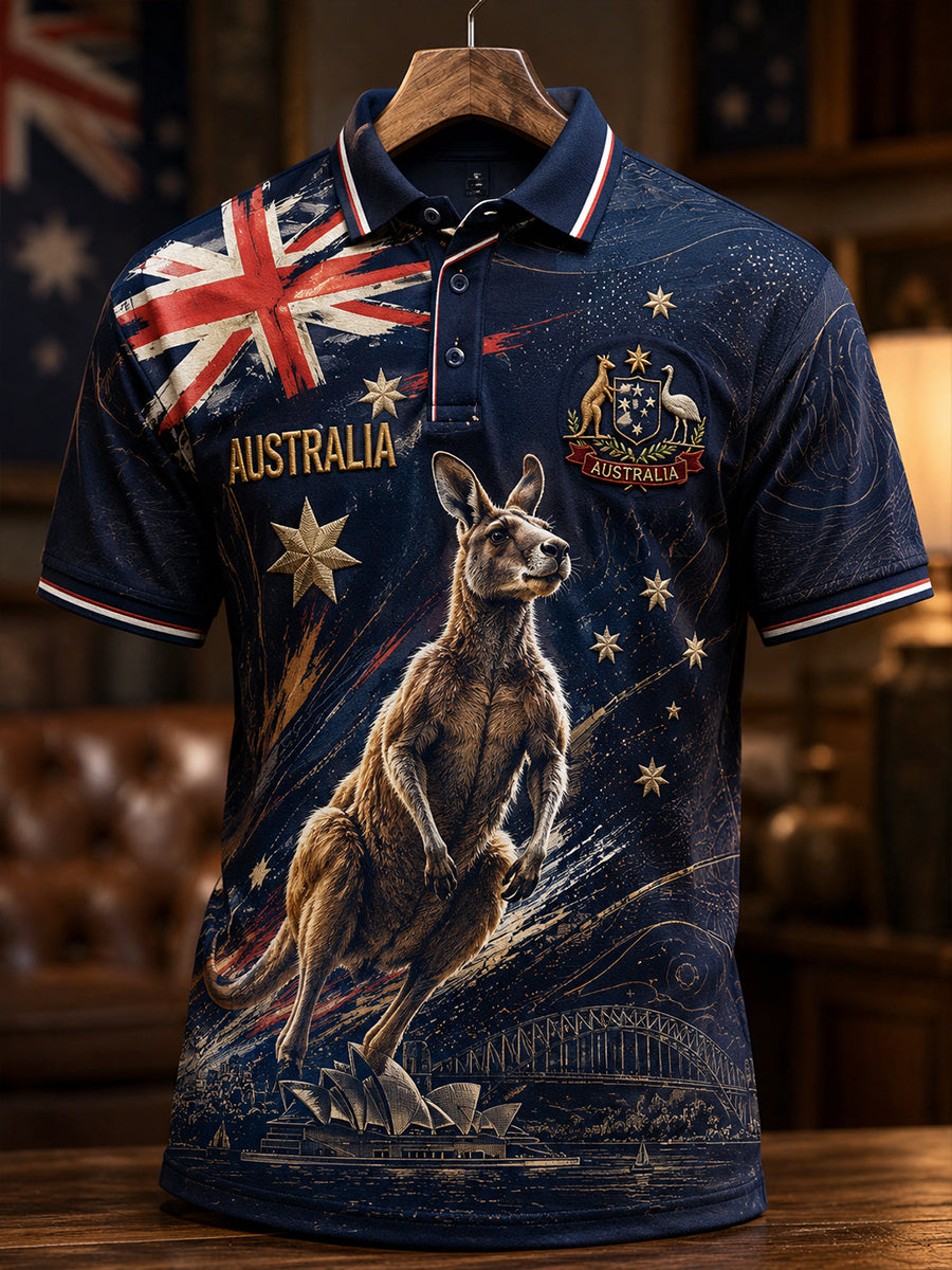 Men's Australia Flag Art Short Sleeve Shirt