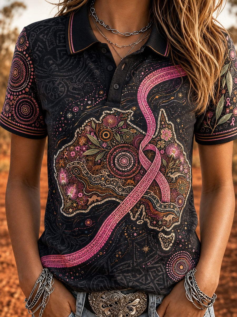 Women's Australian Breast Cancer Awareness Polo T-Shirt