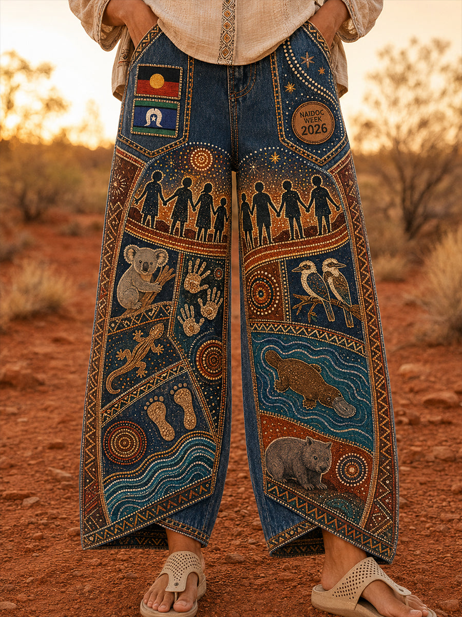 Women's Naidoc Week Art Print Flared Trousers