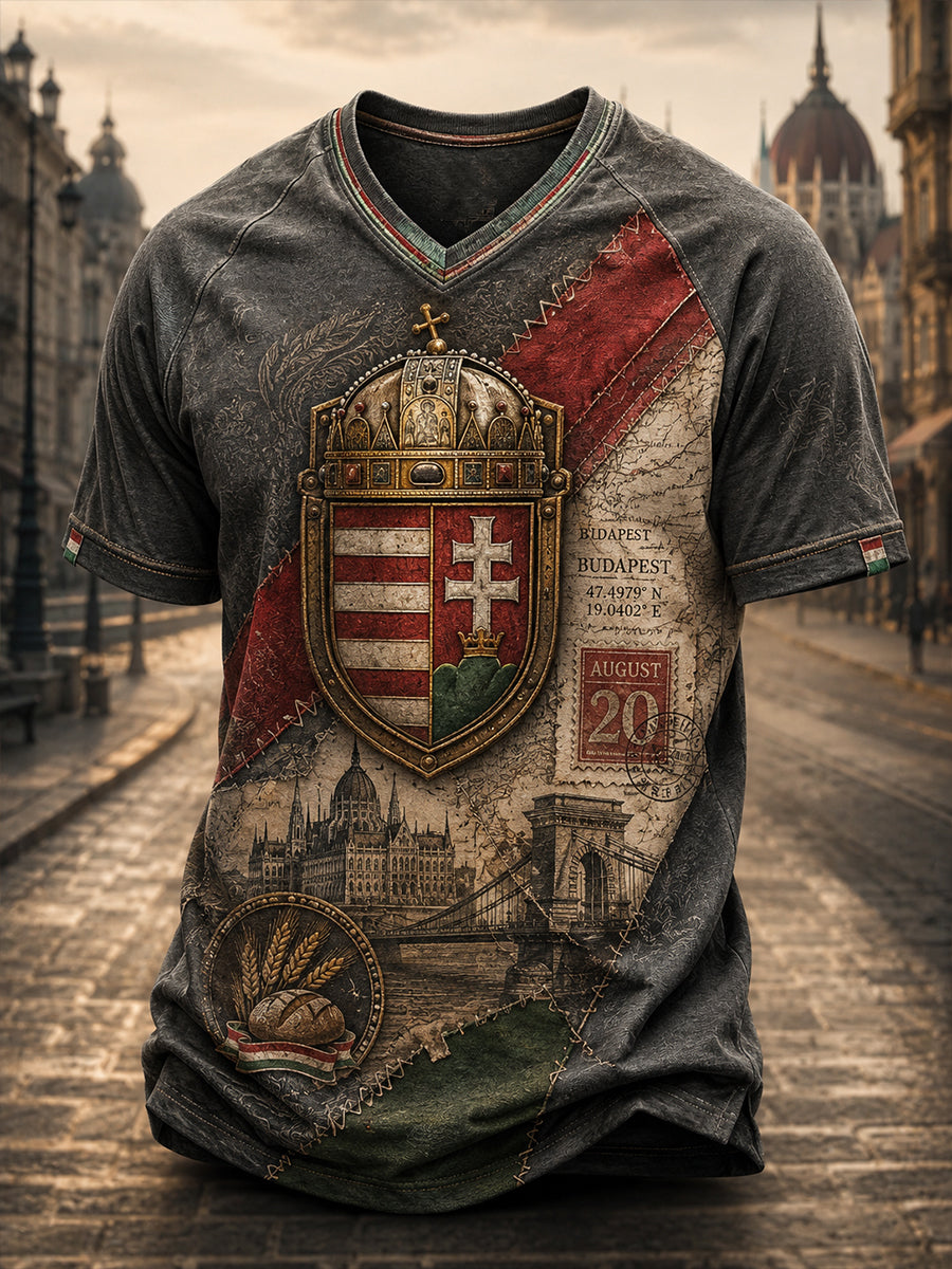 Men's Hungary Saint Stephen V-neck T-shirt